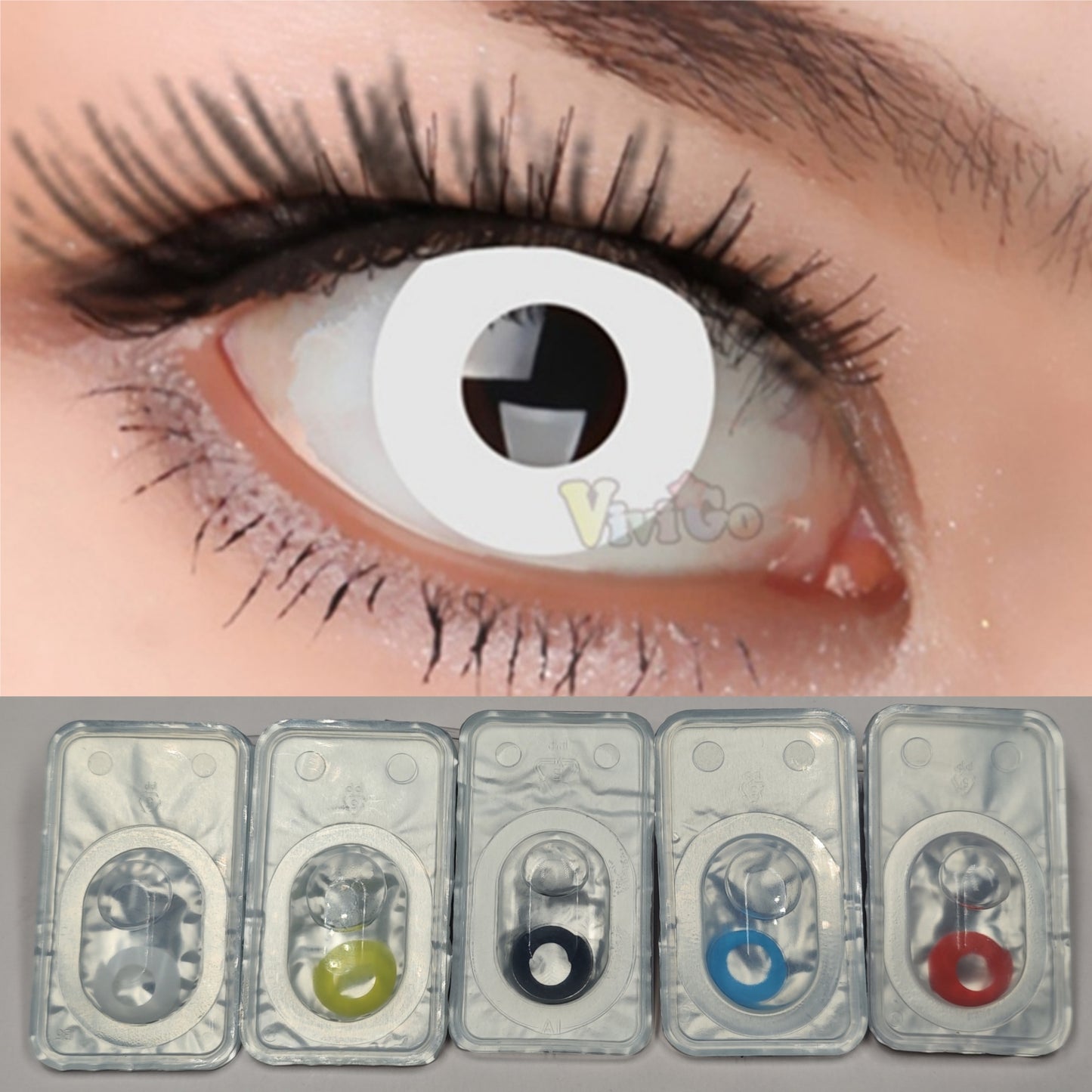 Cosplay Eye Color Contact Lens  White Black Yellow Red Lens( 1 pair)