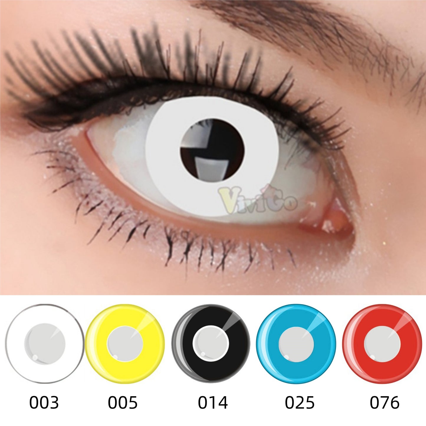 Cosplay Eye Color Contact Lens  White Black Yellow Red Lens( 1 pair)